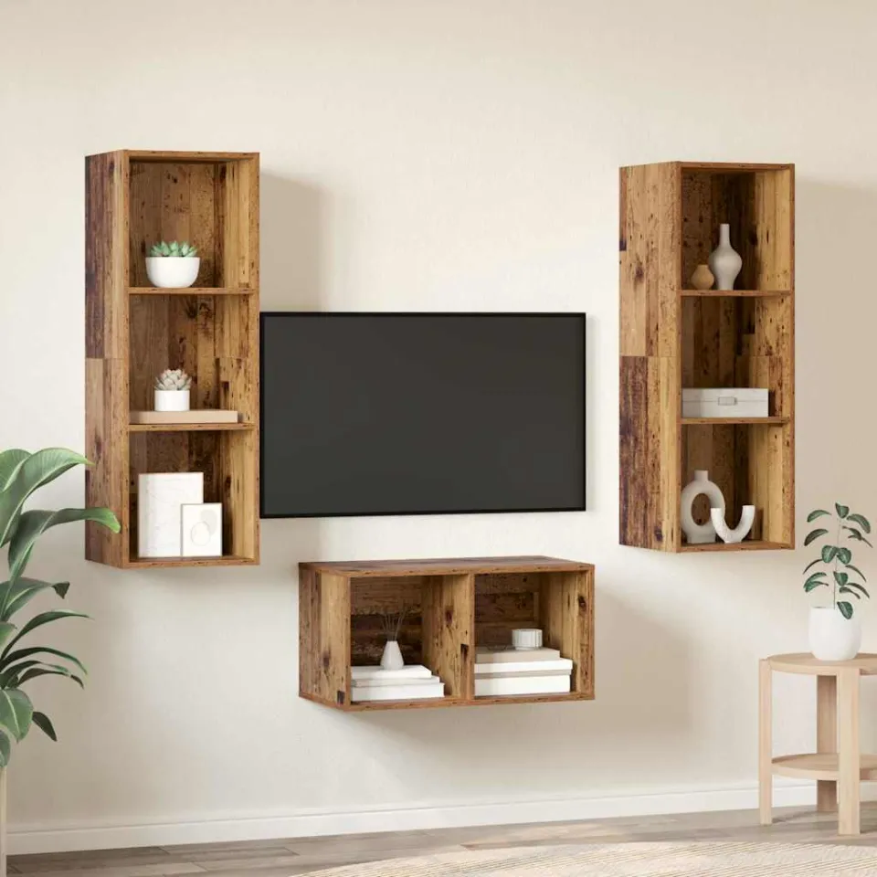 vidaXL Tv-meubelset 37 x 37 x 107 cm Oud Hout bruin, foto 4