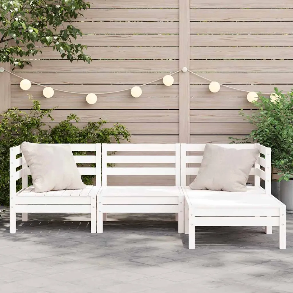 vidaXL Garden Lounge Set 3-zits Wit grenenhout Solid pine wood, foto 3