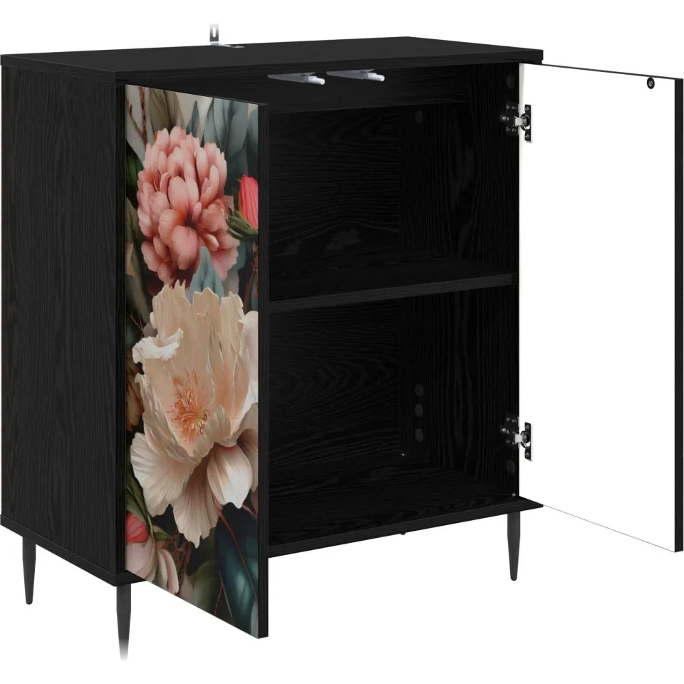 vidaXL Dressoir BORNE Zwart eiken 69 x 33 x 76 cm Bewerkt hout