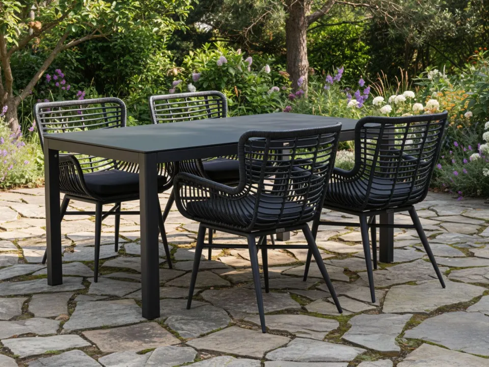 Intenso Furniture Intenso Asti/La Fonte 160cm dining tuinset 5-delig grijs, foto 5