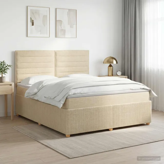 vidaXL Boxspringbed met matras Crèmekleurig 140 x 200 cm Stof