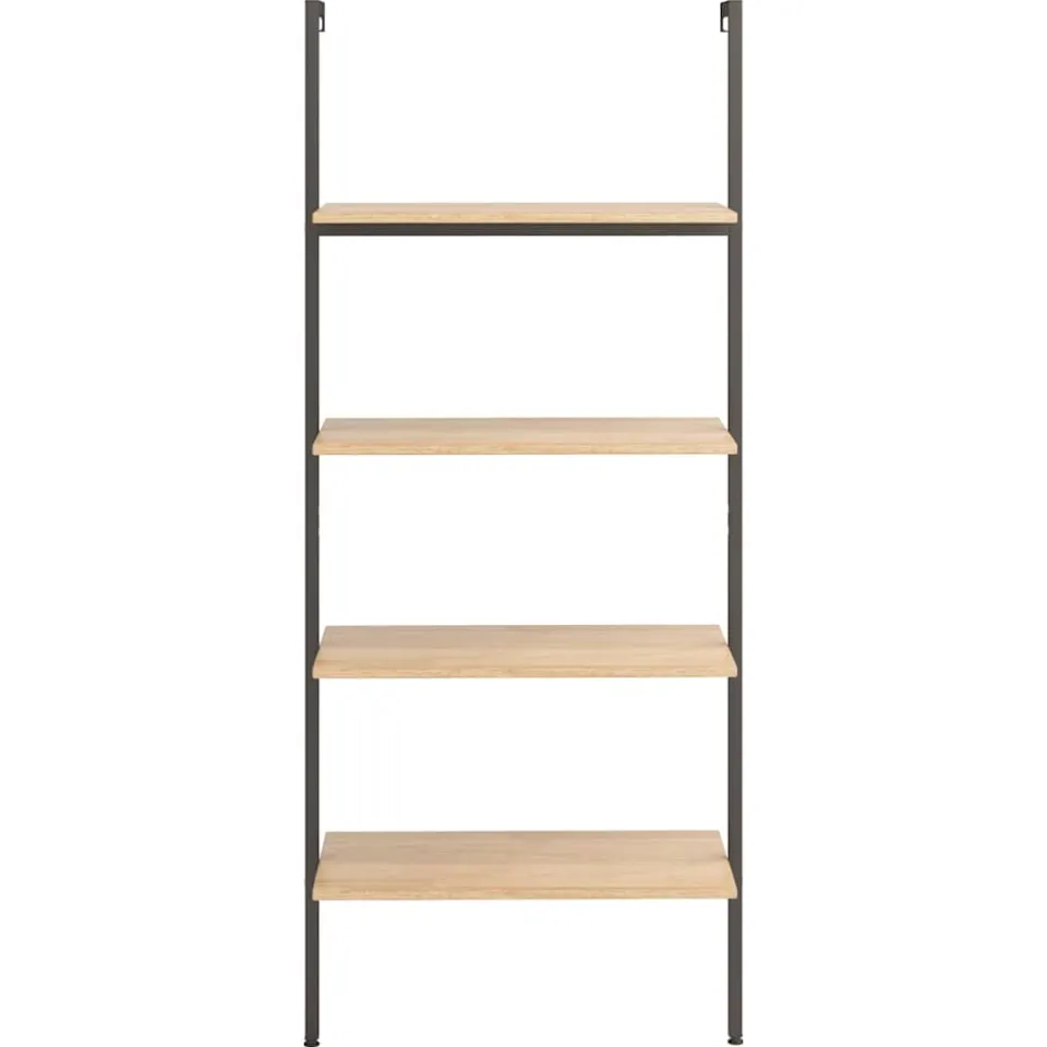 vidaXL Ladderrek met 4 schappen 64x35x152,5 cm lichtbruin en zwart