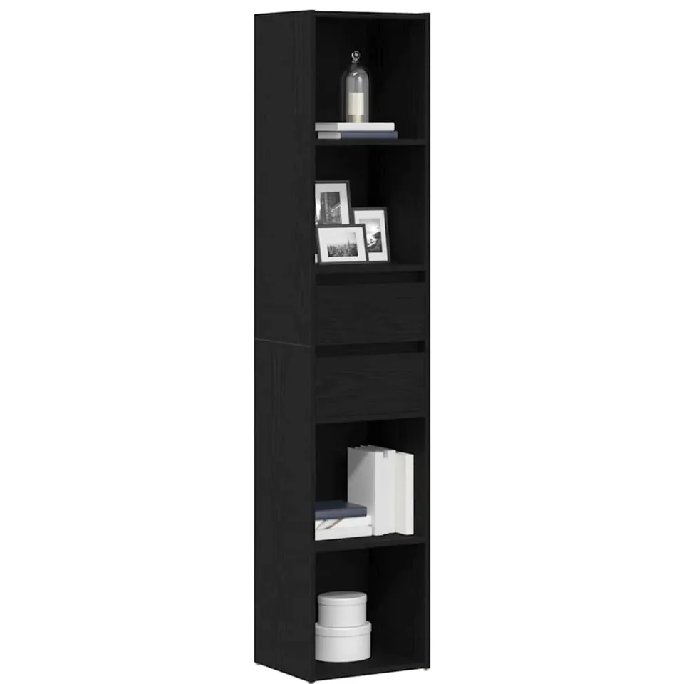 vidaXL Boekenkast 4-laags 36 x 30 x 171 cm Bewerkt hout Zwart Eiken