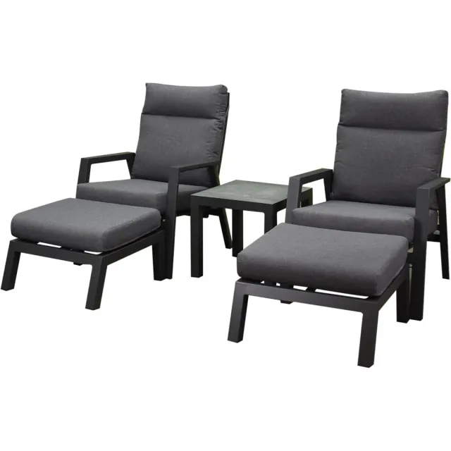 AVH-Collectie Vegas lounge balkonset 5 delig verstelbaar antraciet aluminium
