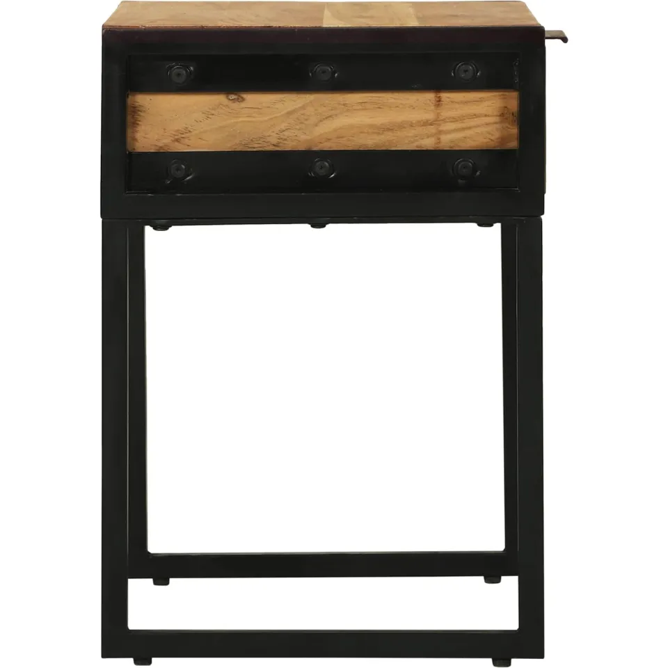 vidaXL Nachtkastje Bruin 40 x 35 x 50 cm Massief acaciahout en metaal, foto 4