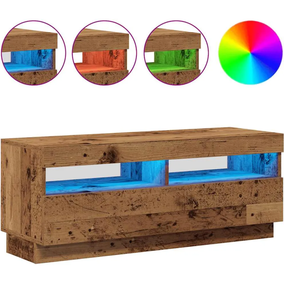 vidaXL Tv-meubel met LED 100x35x40 cm bewerkt hout oud hout bruin, foto 4