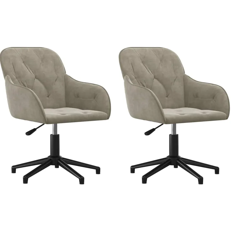 vidaXL Eetkamerstoelen draaibaar 2 st fluweel lichtgrijs grijs, foto 3