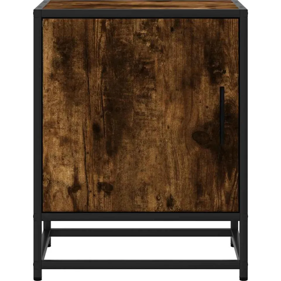 vidaXL Nachtkastjes 2 st 40x31x50 cm bewerkt hout&metaal gerookt eiken, foto 4