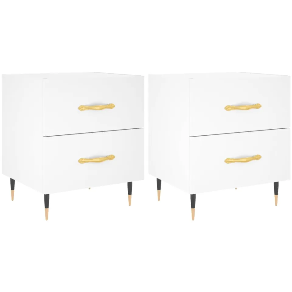 vidaXL Nachtkastjes 2 st 40x35x47,5 cm bewerkt hout wit, foto 3