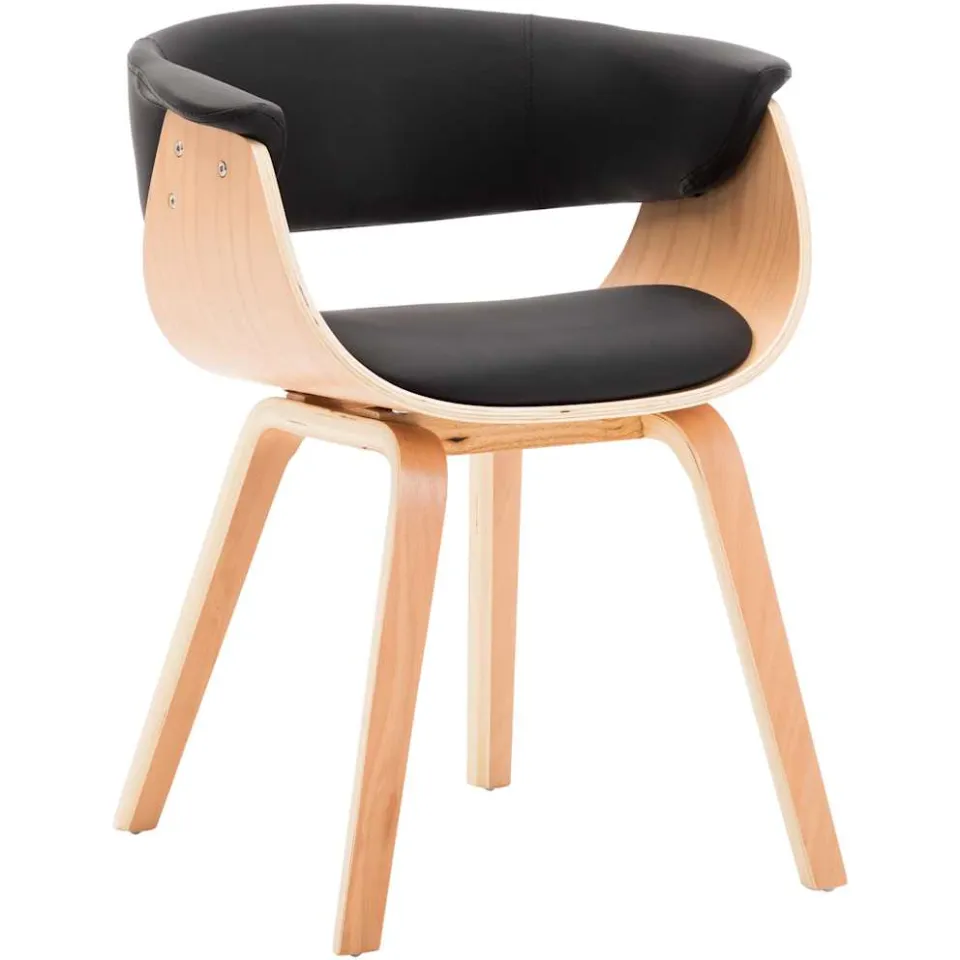 vidaXL Eetkamerstoelen 2 st gebogen hout en kunstleer Zwart