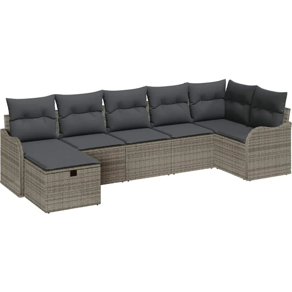 vidaXL Tuin Sofa Set 7 st Poly riet grijs