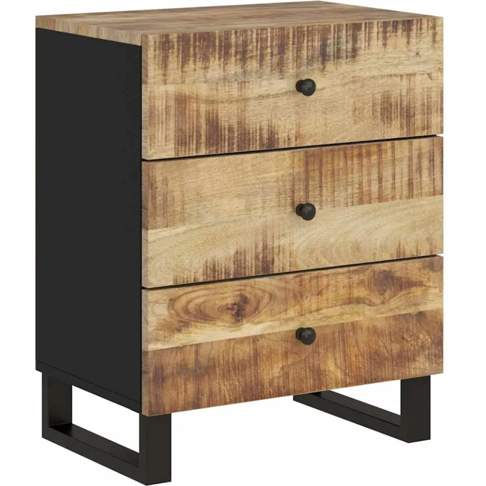 vidaXL Nachtkastje 50x33x62 cm massief mangohout en bewerkt hout bruin, foto 3