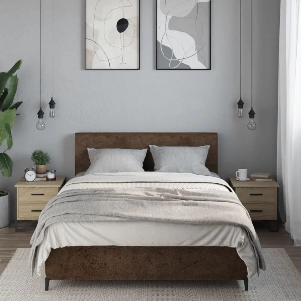 vidaXL Nachtkastjes 2 st 40x41x40 cm bewerkt hout sonoma eikenkleurig, foto 3