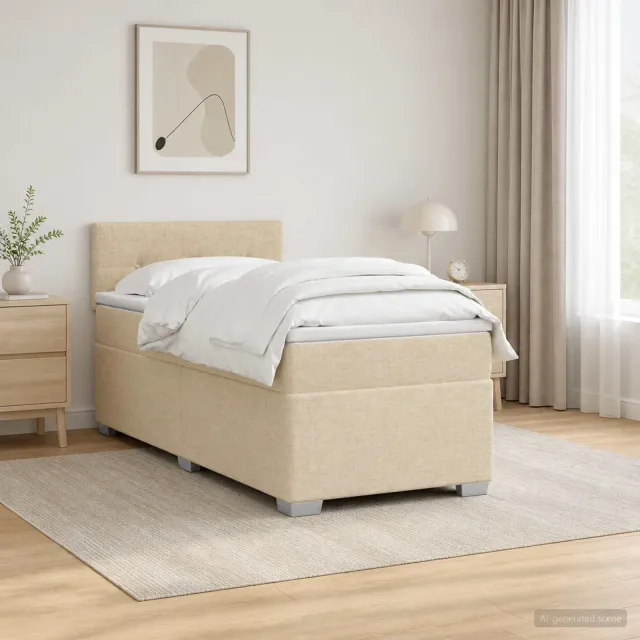 vidaXL Boxspring Bed met Matras en LED Crèmekleurig 90 x 190 cm Stof