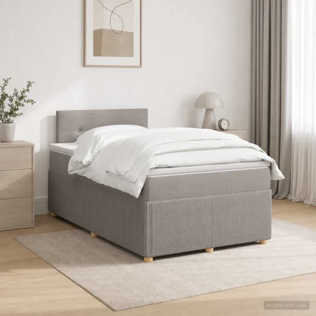 vidaXL Boxspringbed met matras met hoofdeinde Taupe 120 x 190 cm Stof