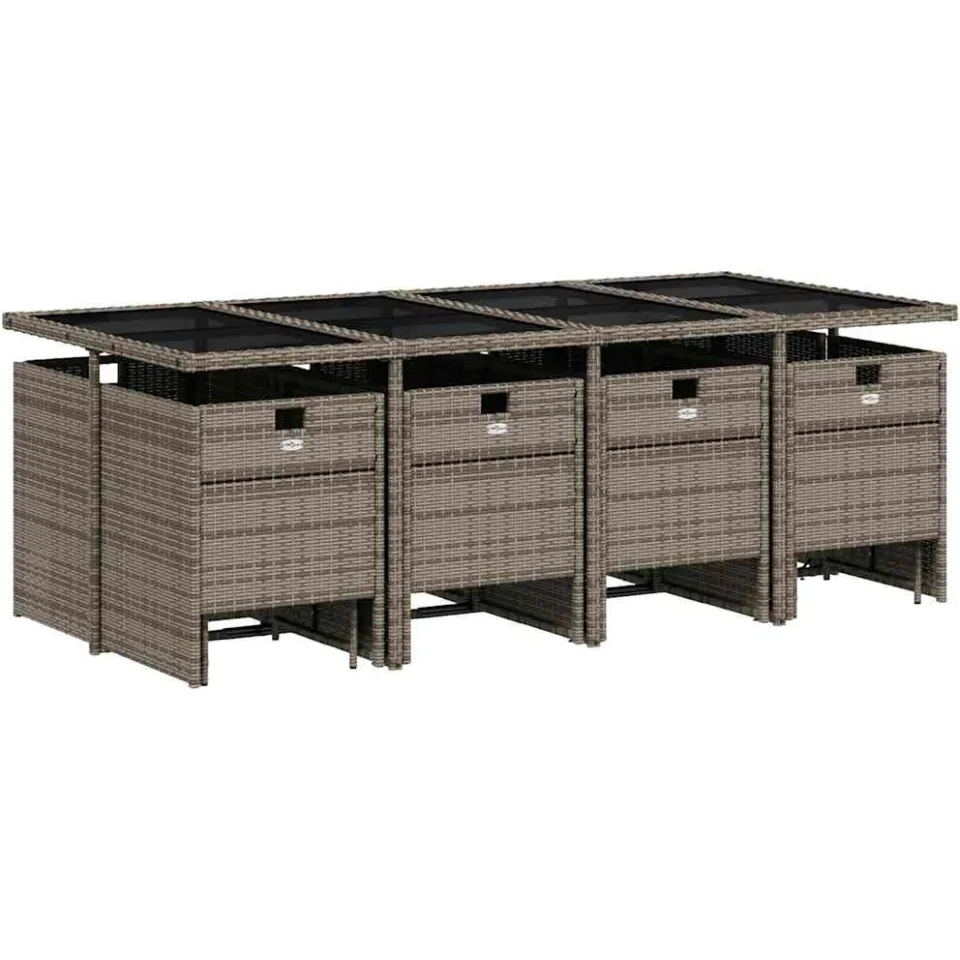vidaXL 13-delige tuinset met kussens, grijs polyrotan, foto 3