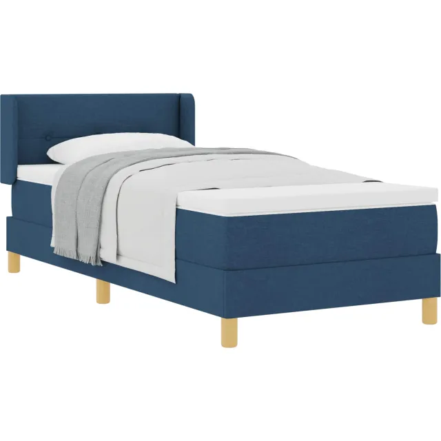 vidaXL Boxspringbed met kussen met hoofdeinde Blauw 200 x 100 cm Stof