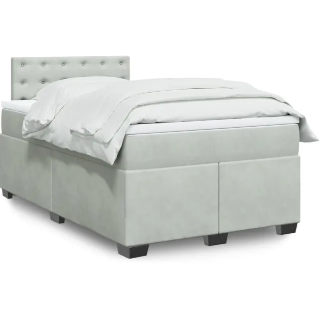 vidaXL Boxspring met matras fluweel lichtgrijs 120x200 cm grijs