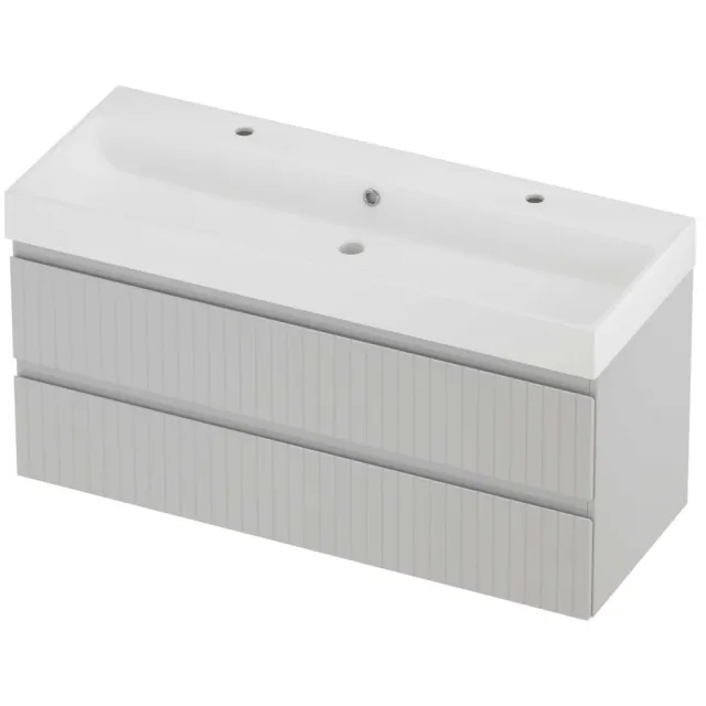 Proline Podium Badmeubelset Polystone Loft Gefreesd 120x46x62 cm Mat White Glans Wit