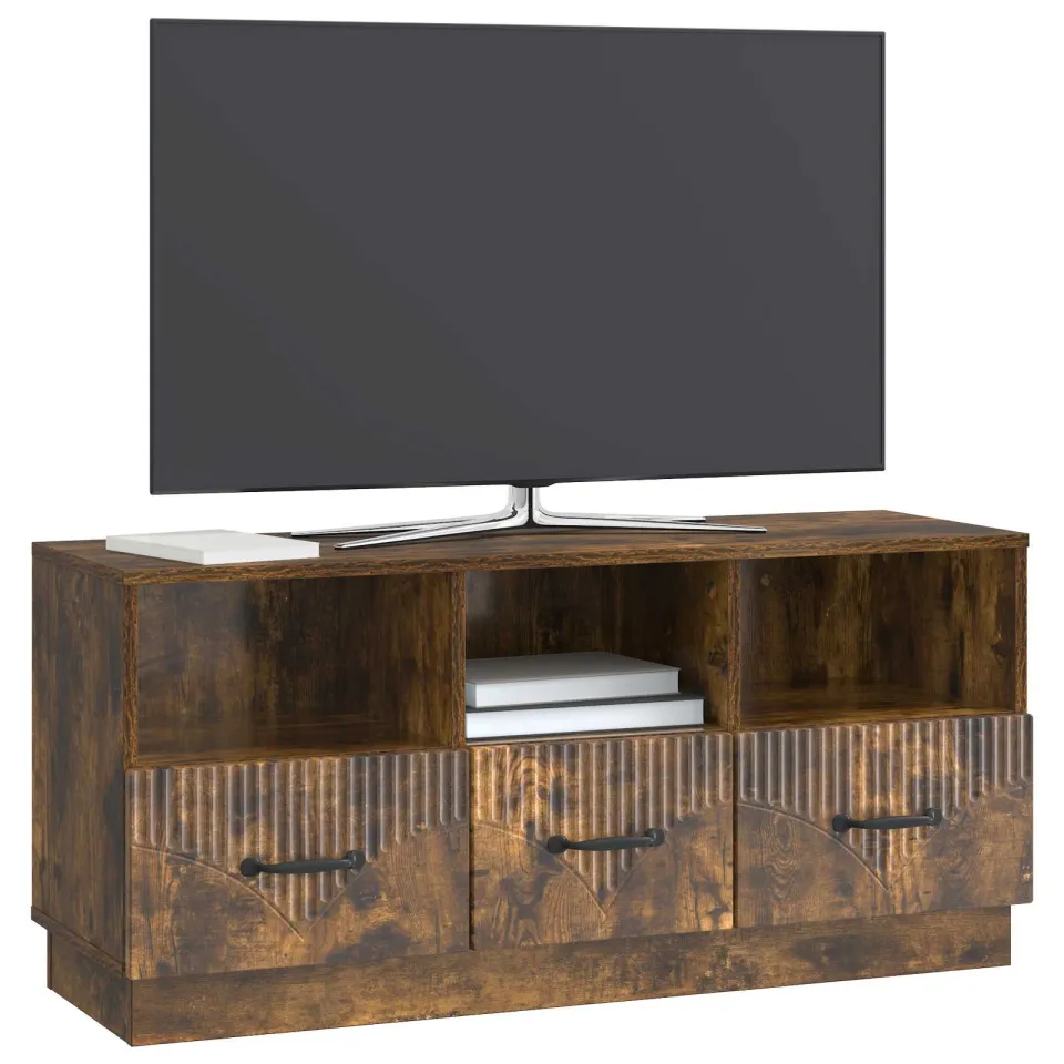vidaXL TV-kast met lade Gerookt eiken 102 x 34,5 x 47 cm Bewerkt hout Bruin