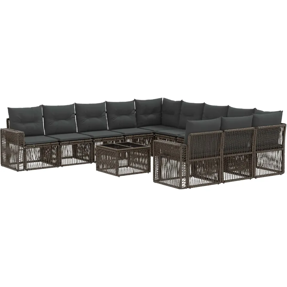vidaXL Tuinbankenset 12 st 11-zits Grijs en Donkergrijs poly rattan, foto 3