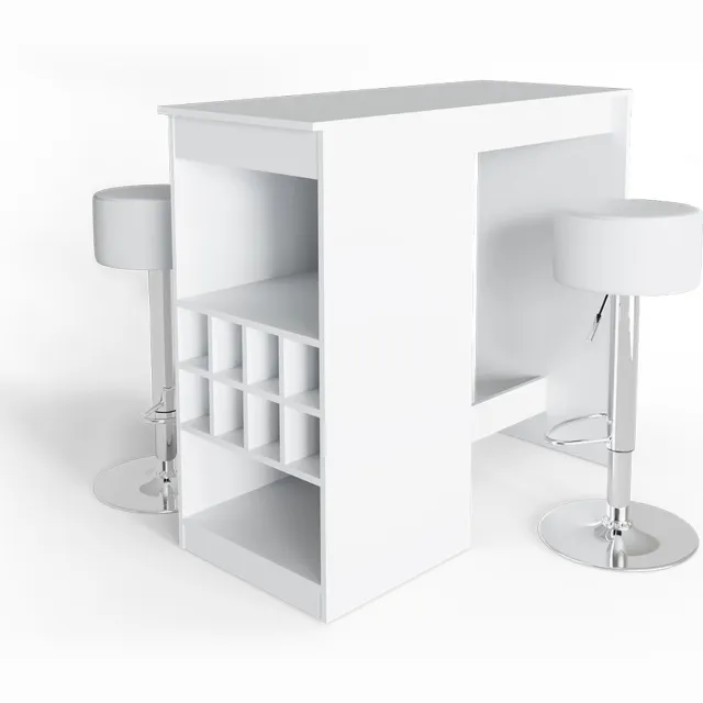 Vicco Ross Bartafel set – 115 x 50 cm met 2 barkrukken Wit