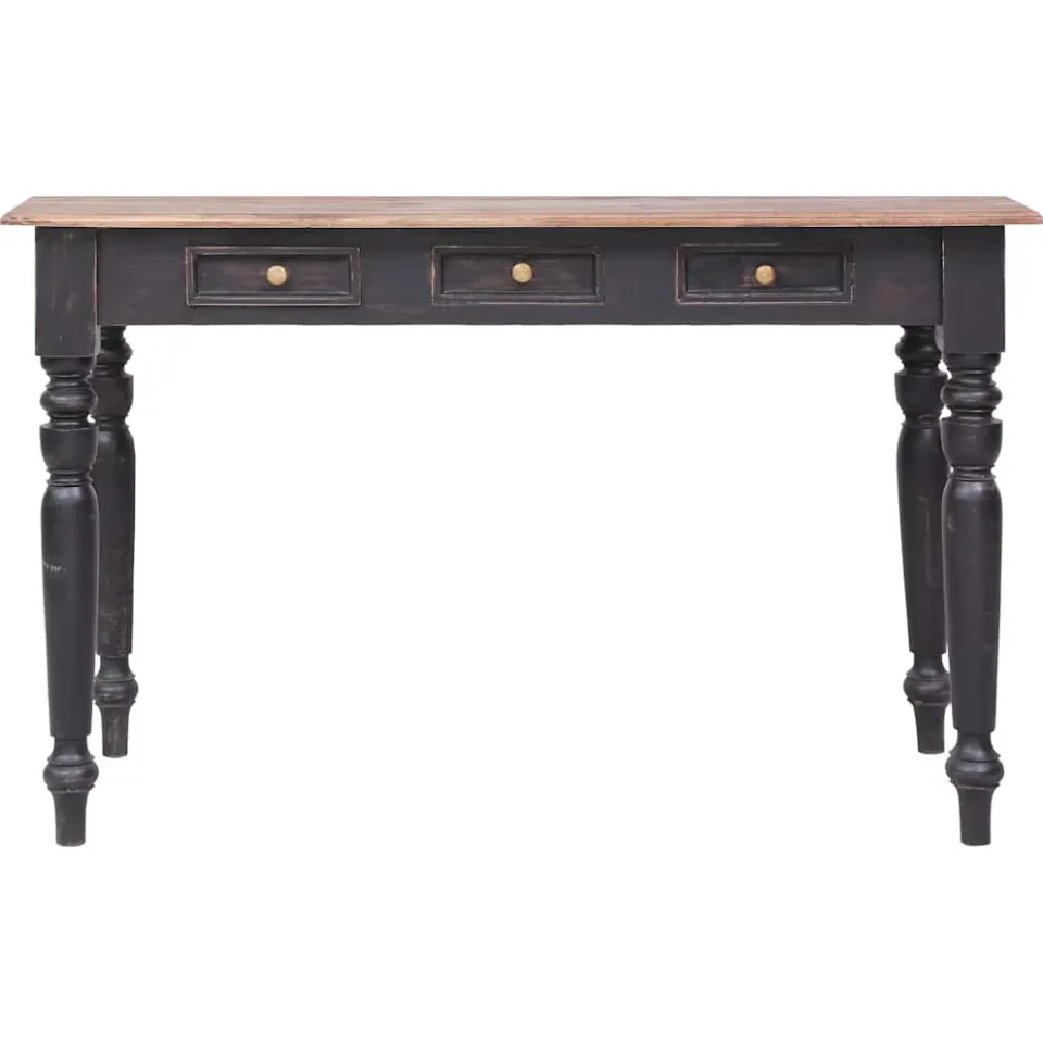 vidaXL Bureau met 3 lades 117x57x75 cm massief mahoniehout bruin, foto 2