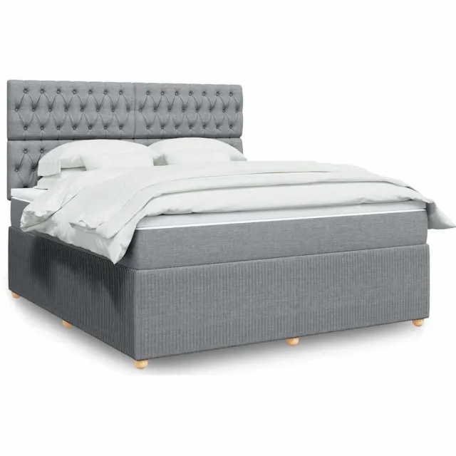vidaXL Boxspring met matras stof lichtgrijs 180x200 cm grijs