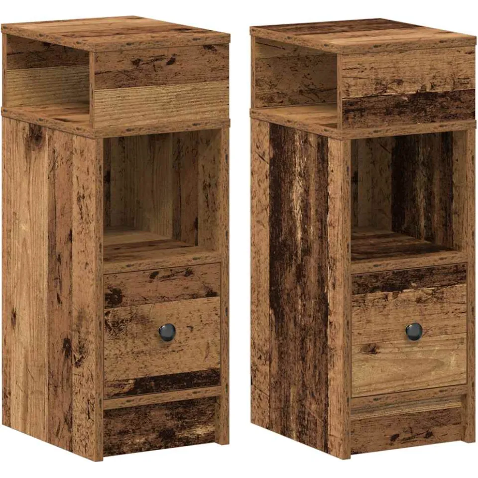 vidaXL Nachtkastjes 2 st met lade 25x31x66 cm oud houtkleurig Bruin