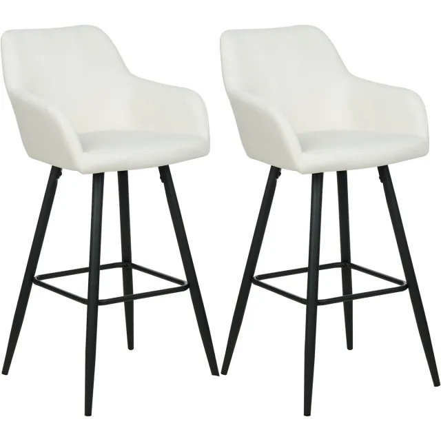 Beliani CASMALIA - Barkruk set van 2 - Gebroken wit - Fluweel