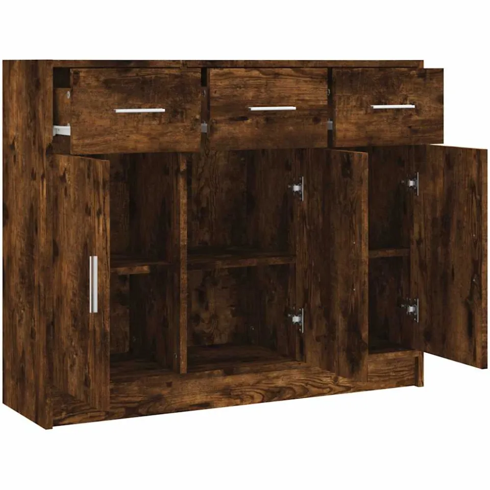 vidaXL Dressoir 91x28x75 cm bewerkt hout gerookt eikenkleurig, foto 4