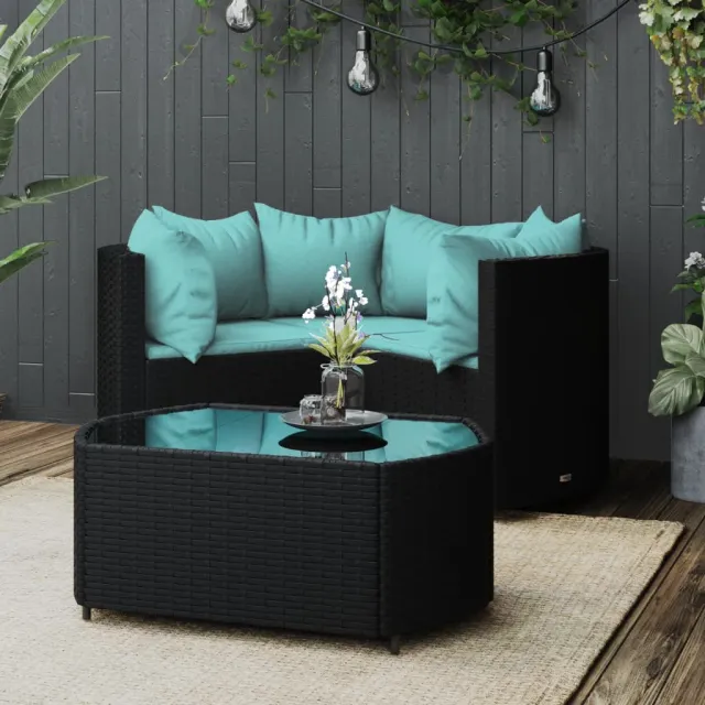 vidaXL 4-delige Loungeset met kussens poly rattan zwart, foto 2