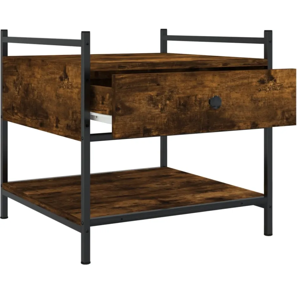 vidaXL Salontafel 50x50x50 cm bewerkt hout gerookt eikenkleurig Bruin