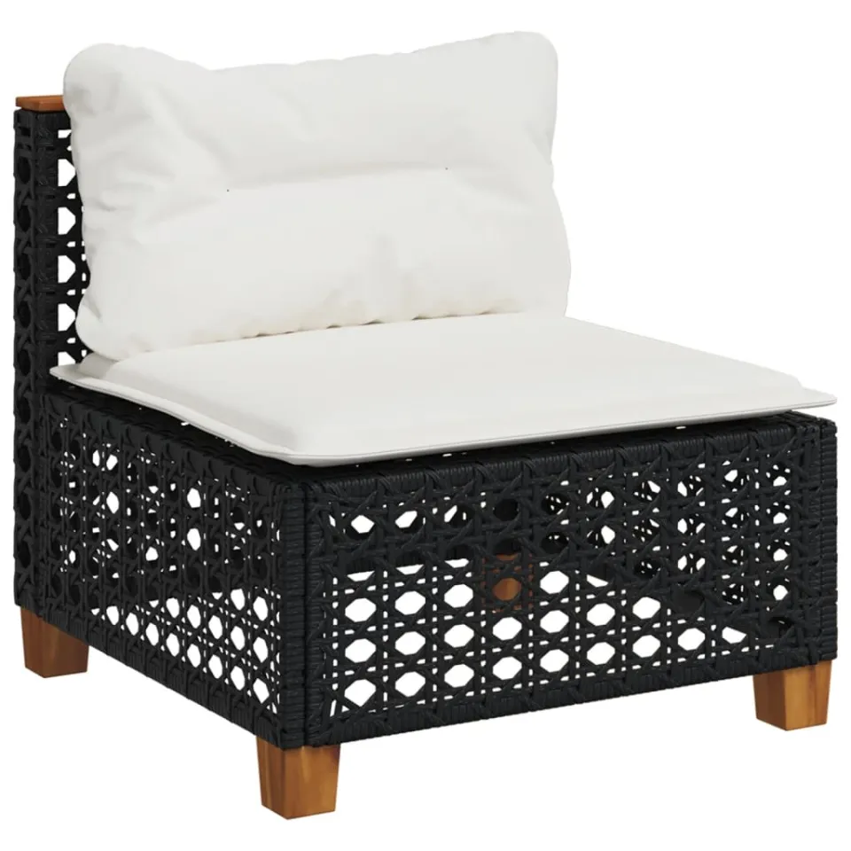 vidaXL 11-delige Loungeset met kussens poly rattan zwart, foto 4