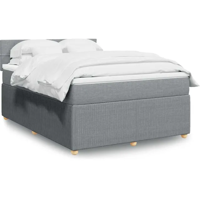 vidaXL Boxspring met matras stof lichtgrijs 140x190 cm grijs