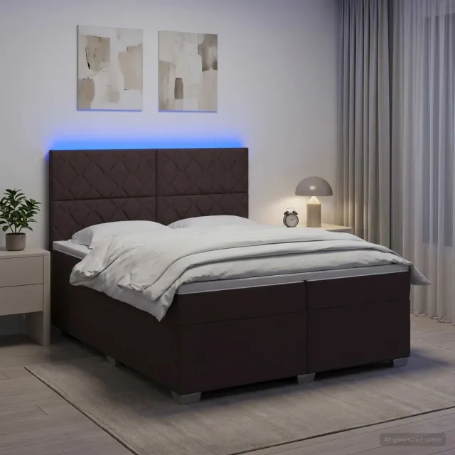 vidaXL Boxspringbed met matras Donkerbruin 200 x 200 cm Stof bruin