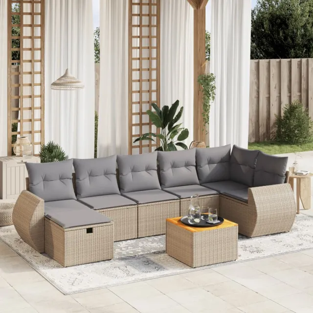 vidaXL Patio Sofa Set 6-zits Mix Beige en Lichtgrijs