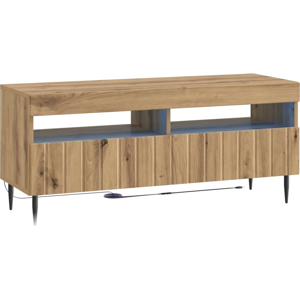 vidaXL LED tv-meubel ZWOLLE 100 x 35 x 43 cm Artisanaal eiken Bruin