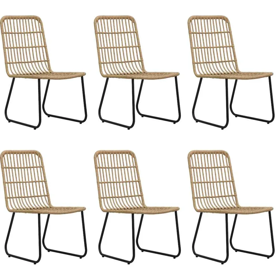 vidaXL 7-delige Tuinset poly rattan en glas Bruin