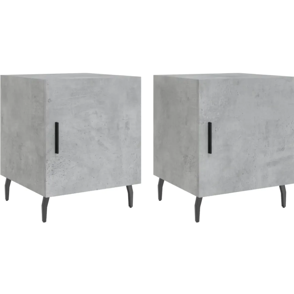 vidaXL Nachtkastjes 2 st 40x40x50 cm bewerkt hout betongrijs grijs, foto 3