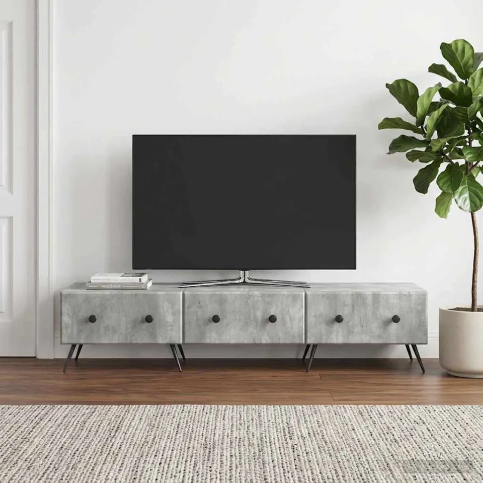 vidaXL TV-kast met lade Betongrijs 147 x 34,5 x 30 cm Bewerkt hout grijs, foto 4