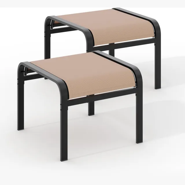 Triumpunpre Voetenbankje voor Buiten - Textiel Voetensteun met Stevig IJzeren Frame voor Tuin, Terras en Balkon - Waterafstotend Ademend Khaki Beige Kaki
