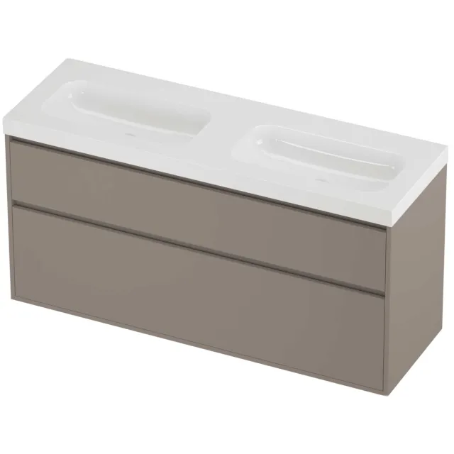 Proline Haga Badmeubelset Polystone Mezza 140x46x73 cm Glans Wit Clay Beige