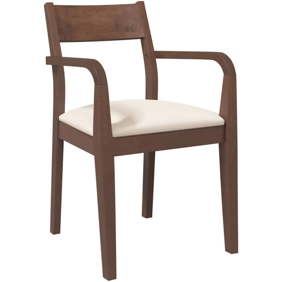 vidaXL Eetkamerstoelen met kussens 2 st massief hout rubber bruin, foto 4
