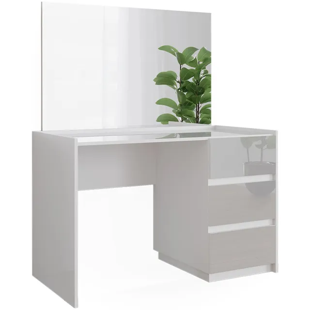 Vicco Kaptafel Marla, Wit Hoogglans, 120 cm met spiegel