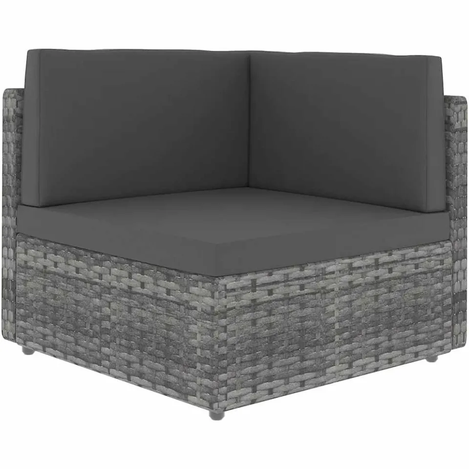 vidaXL 14-delige Loungeset met kussens poly rattan grijs, foto 4