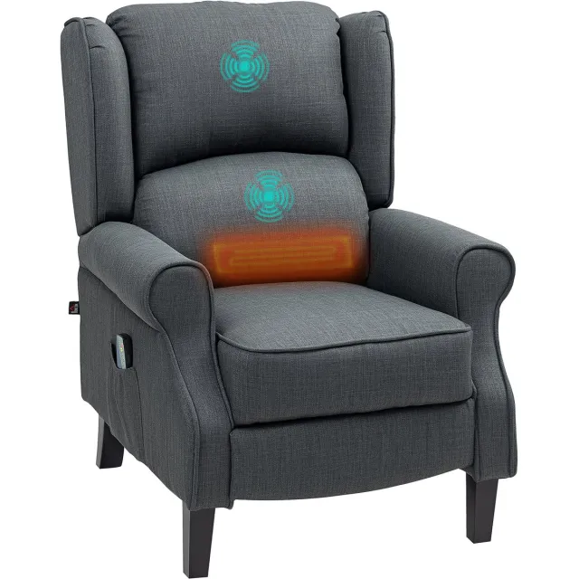 GranMaison Massagestoel - Relaxfauteuil - Zetel - Stof - 1 persoons - Met armleuning - Zeer comfortabel - Elektrisch - Donkergrijs
