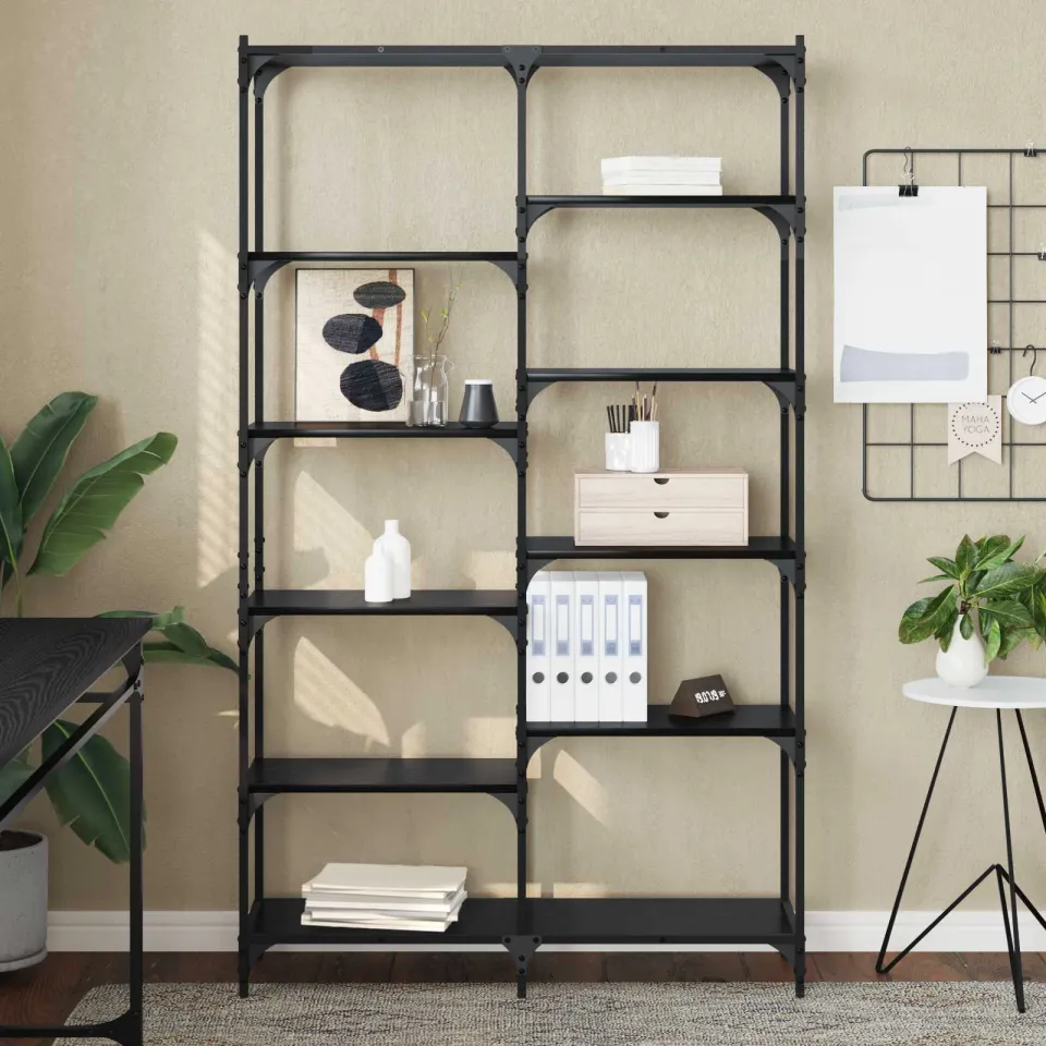 vidaXL Boekenkast 9-laags 100 x 32 x 170 cm Bewerkt hout Zwart eiken, foto 3