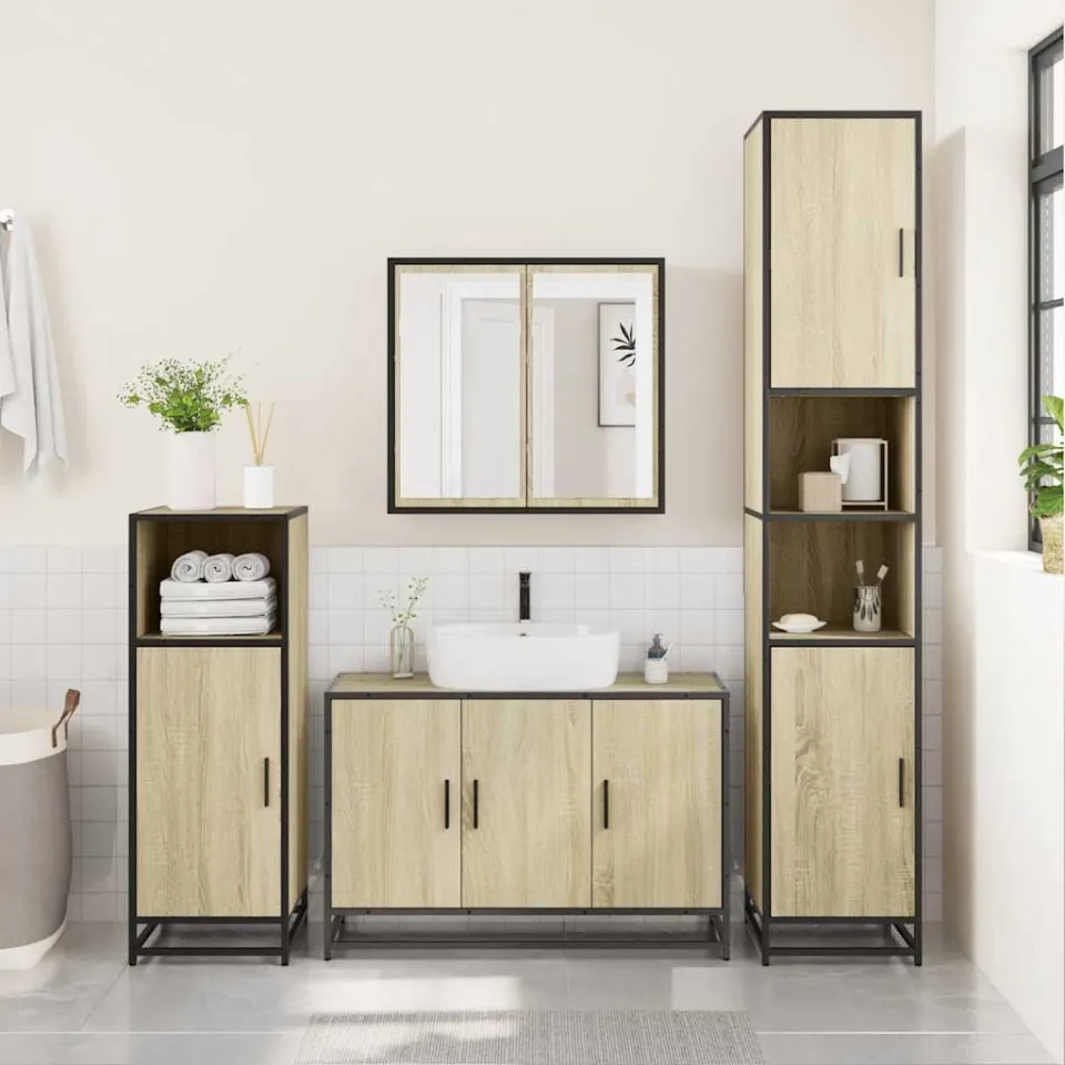 vidaXL 2-delige Badkamermeubelset bewerkt hout sonoma eikenkleurig, foto 4