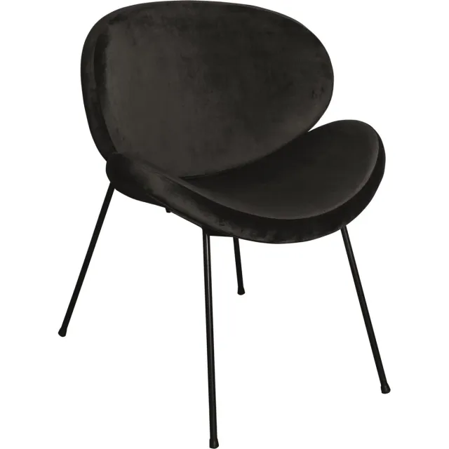 PTMD COLLECTION PTMD Janne Velvet Zwart eetkamer stoel metalen poot
